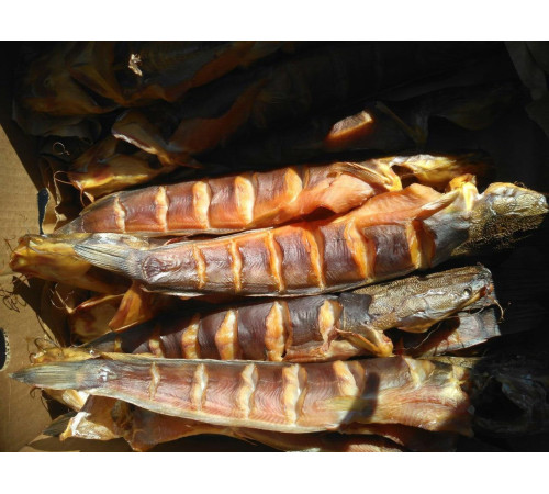 Сом холодного копчения, речной, целая тушка с головой, 0,650кг - 2кг/шт навеска, цена за 1кг